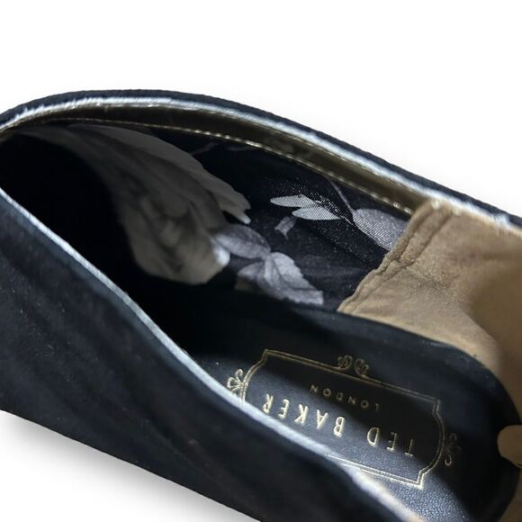 Ted Baker Hainns Suede Leather and Gold Heeled Pointed Toe Ankle Shoe Boots - Picture 11 of 16